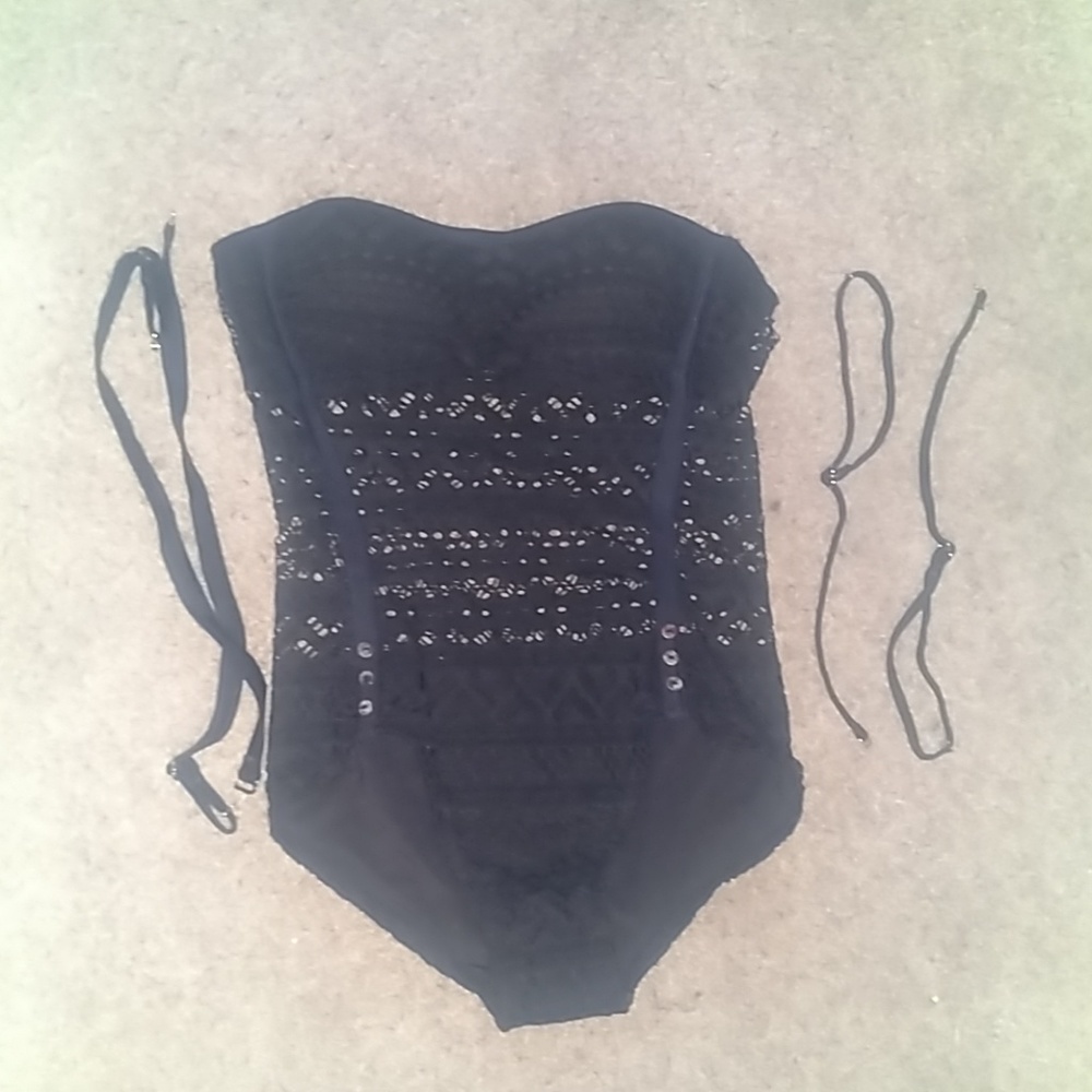 One piece black crochet swimsuit